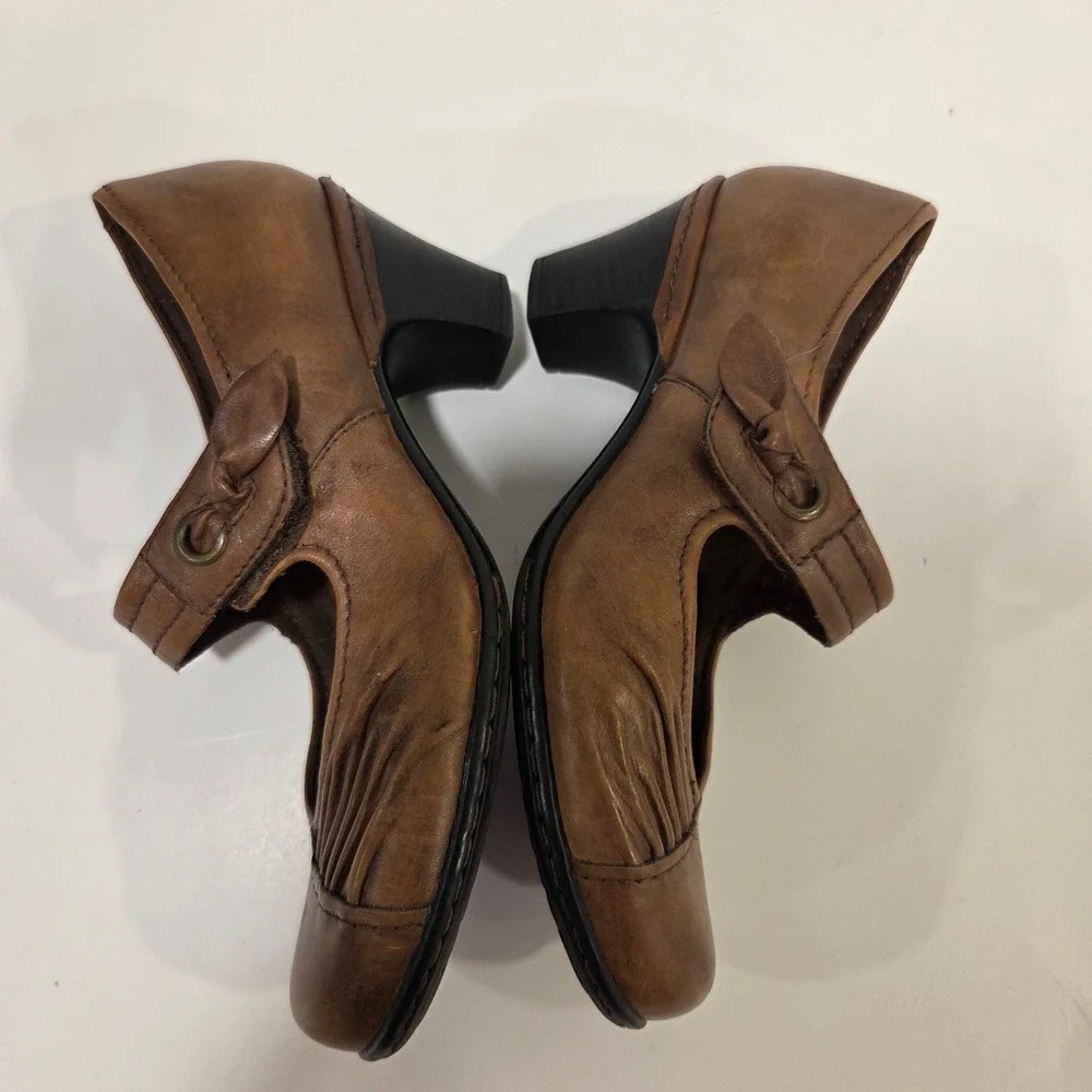 Cobb Hill Mary Jane‎ Heels Womens 8M Tan Leather Ruched Office Career Academia